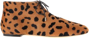 Charlotte Olympia Beatrix Flat Lace Up Ankle Booties in Leopard Ponyhair - Lyst