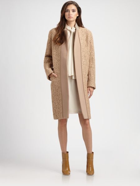 Chloé Lace Coat in Beige (camel) - Lyst