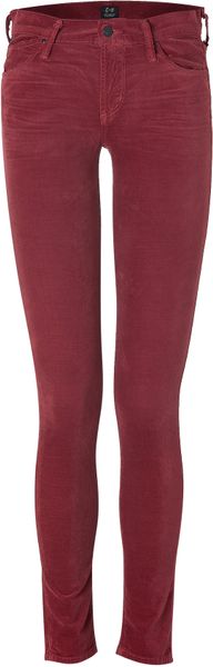 Citizens Of Humanity Rosewood Avedon Ultra Skinny Velvet Pants in Red - Lyst
