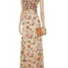 D&g Ruched Floral Print Silk Chiffon Gown in Floral (nude) - Lyst