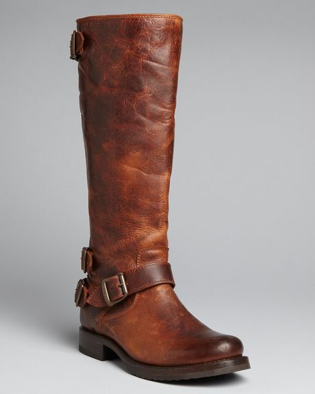 flat cognac boots