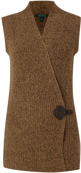Lauren by Ralph Lauren Antonin Knitted Vest with Leather Toggle - Lyst
