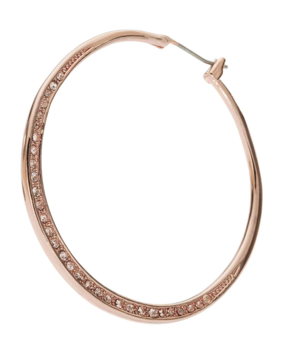 Michael Kors Rose Gold Pave Hoop Earrings in Pink (null) | Lyst