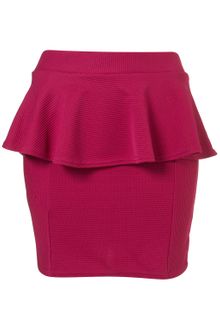 Topshop Magenta Ribbed Peplum Skirt - Lyst