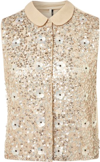 Topshop Sequin and Flower Shirt - Lyst