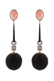 Silvia Furmanovich Summer Peau Dange Coral and Wooden Fragment Earrings - Lyst