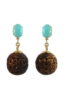 Silvia Furmanovich Summer Turquoise and Wooden Fragment Earrings - Lyst