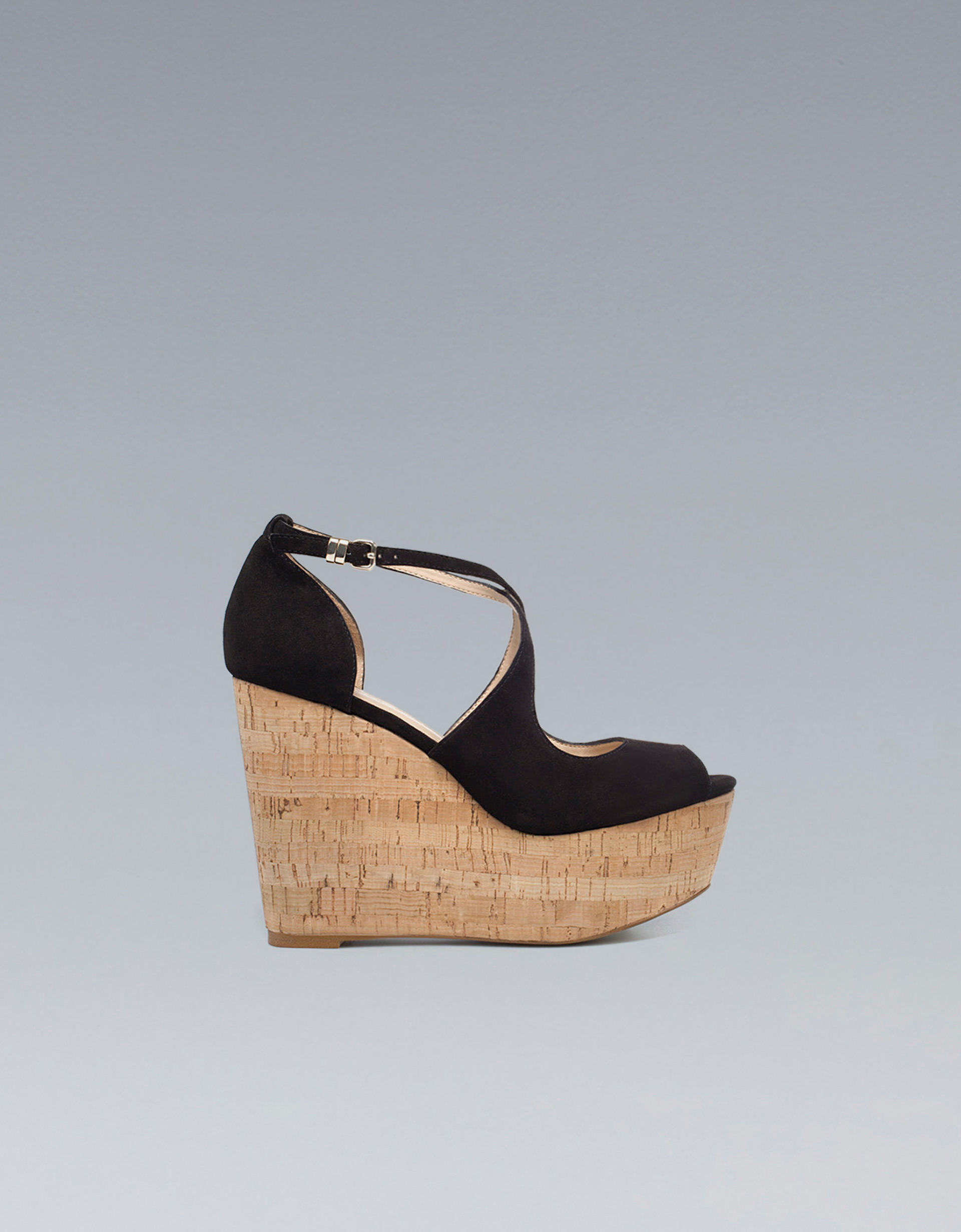 black cork heels
