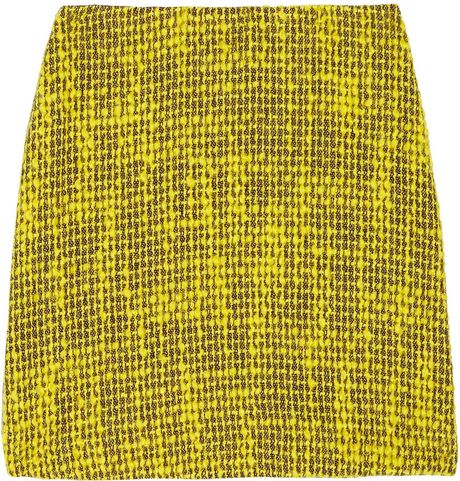 Alice + Olivia Bouclé Mini Skirt in Yellow - Lyst