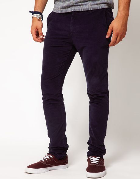 Asos Brand Asos Skinny Cord Trousers in Blue for Men (navy) | Lyst