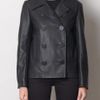 Balenciaga Top Stitched Leather Pea Coat in Green (pea) - Lyst