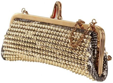Christian Louboutin Miss Loubi Ayers Spikes Clutch in Gold (roccia) - Lyst