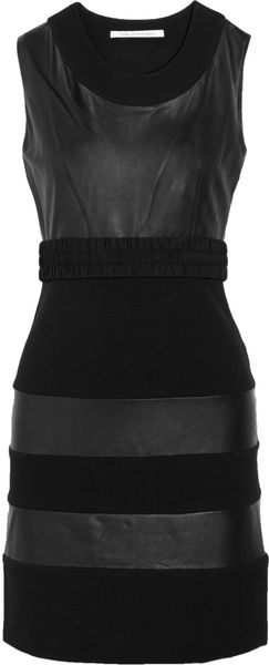 Diane Von Furstenberg Christina Paneled Leather and Jersey Dress - Lyst