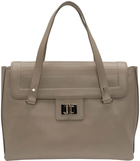 Elie Saab Large Squared Tote Bag in Gray (beige) - Lyst