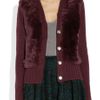 Elizabeth And James Rabbit Paneled Knitted Cardigan in Red (merlot) - Lyst