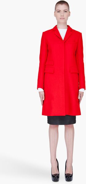McQ by Alexander McQueen Red Wool Cashmere Coat - Lyst