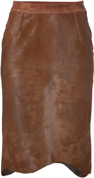 Missoni Natural Brown Haircalf Pencil Skirt - Lyst