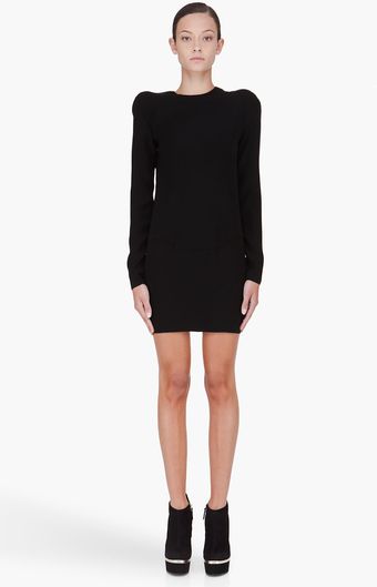 Mugler Black Padded Shoulder Dress - Lyst