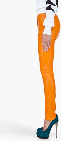 orange stretch pants