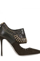 Sergio Rossi Python and Leather Staple Pumps