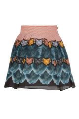 Vassilisa  Fox Mask Print Silk Mini Skirt