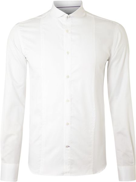 mens white penny collar shirt uk