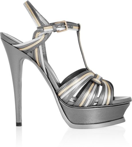 silver ysl tribute sandals
