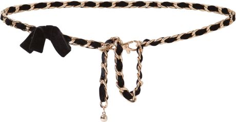 Zara Chain Belt with Velvet Bow in Black | Lyst