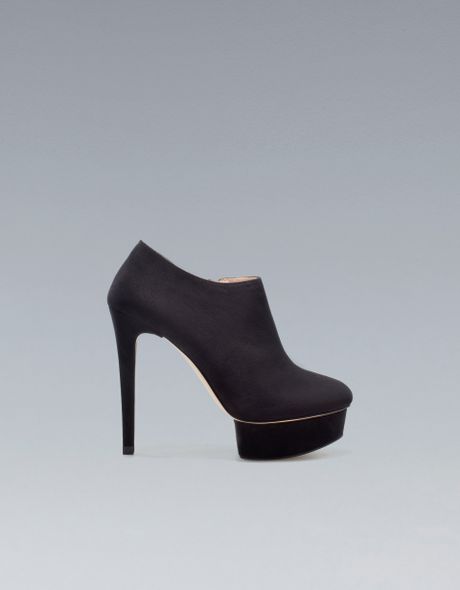 Zara High Heel Platform Ankle Boot in Black | Lyst