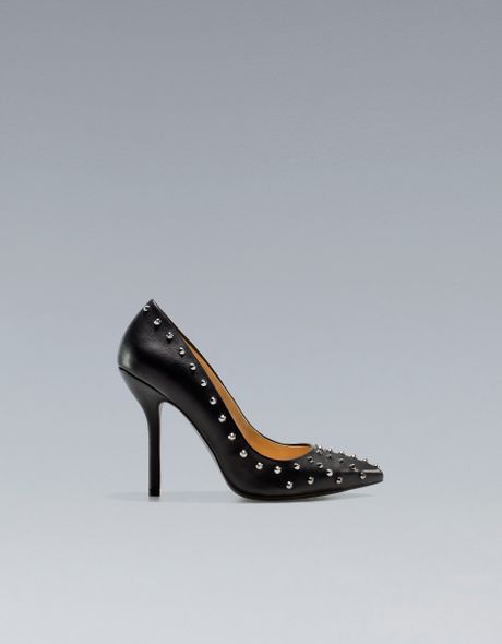 Zara Studded Court Shoe in Black - Lyst