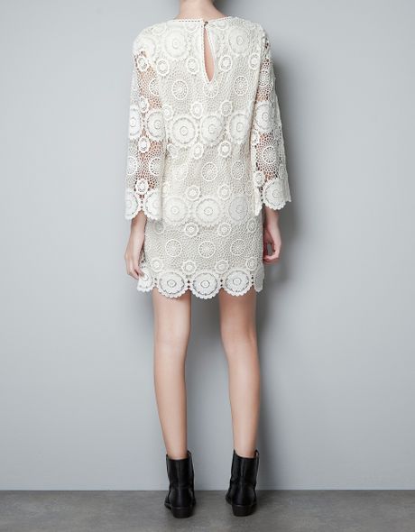 zara long sleeve crochet dress