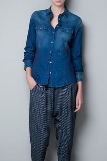 Zara Medium Faded Denim Shirt - Lyst