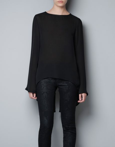 open back blouse black