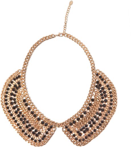 Zara Womans Golden Mesh Bib Necklace with Black Stones in Gold (not ...