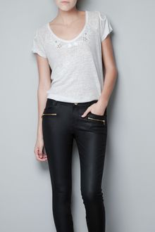 Zara Romantic Embroidered T-shirt - Lyst