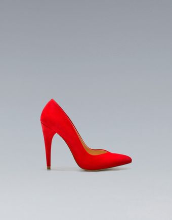 Zara Basic Suede Court Shoe - Lyst