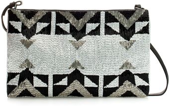 Zara Leather Beaded Clutch - Lyst