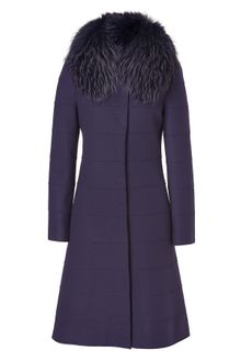 Alberta Ferretti Purple Wool Coat with Removable Fur Collar - Lyst