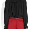 Alexander Mcqueen Ruffled Silk Crepe Blouse in Black - Lyst