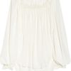 Alexander Mcqueen Lace Trimmed Silk Crepe Blouse in Beige (ivory) - Lyst