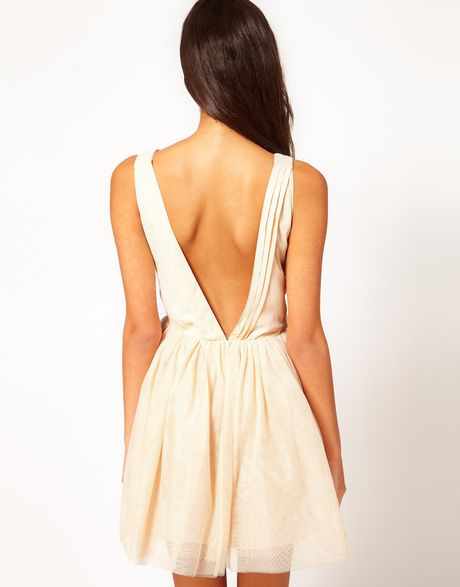 Asos Party Dress with Velvet Trim in Purple
