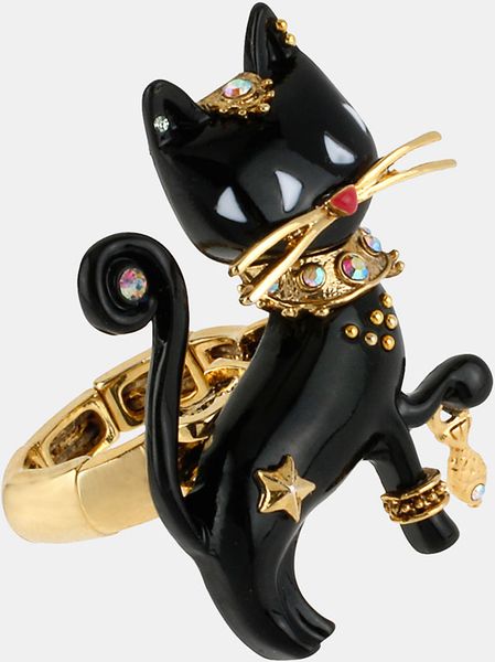 Betsey Johnson 'Morocco Adventure' Stretch Ring in Black (black cat) - Lyst
