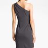 Calvin Klein Hardware Detail One Shoulder Jersey Dress in Gray (charcoal) - Lyst