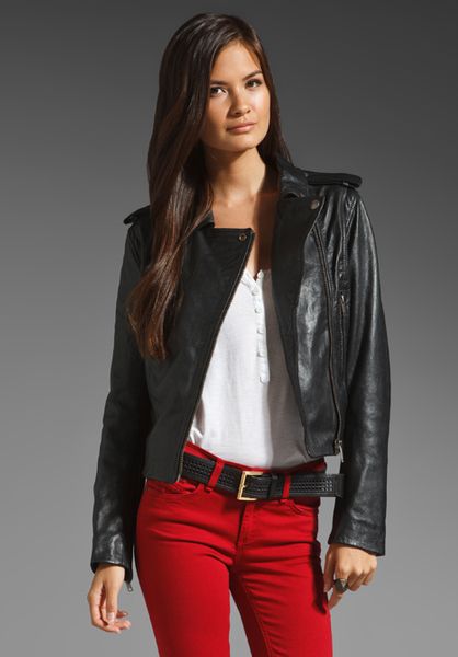Diesel Lmarlene Treated Leather Jacket in Black - Lyst