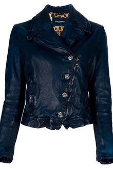 Dolce & Gabbana Gem Detail Biker Jacket - Lyst