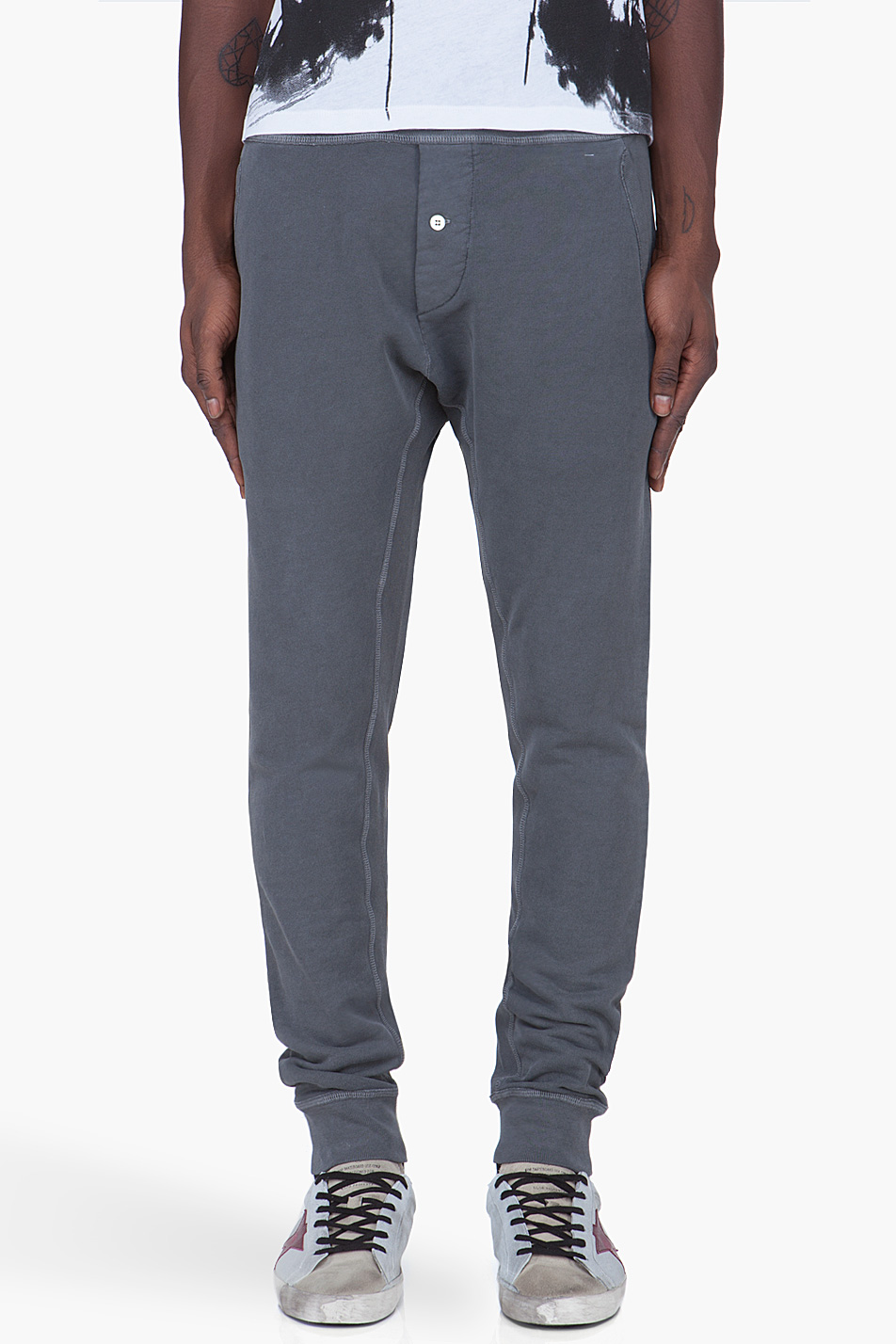 grey drop crotch joggers