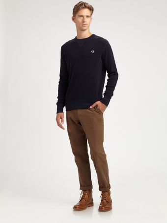 Fred Perry Waffleknit Crewneck - Lyst