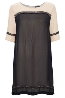 French Connection Tarrow Beading Short Sleeve Round Neck Dress - Lyst