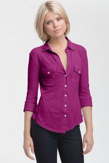 James Perse Button Front Jersey Shirt - Lyst