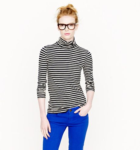 J.crew Tissue Turtleneck Tee in Stripe in Blue (navy stripe) - Lyst